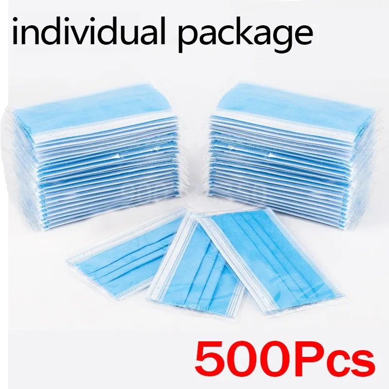 50-500pcs Disposable Adults in - đánh giá và giá Disposable Mask Blue
